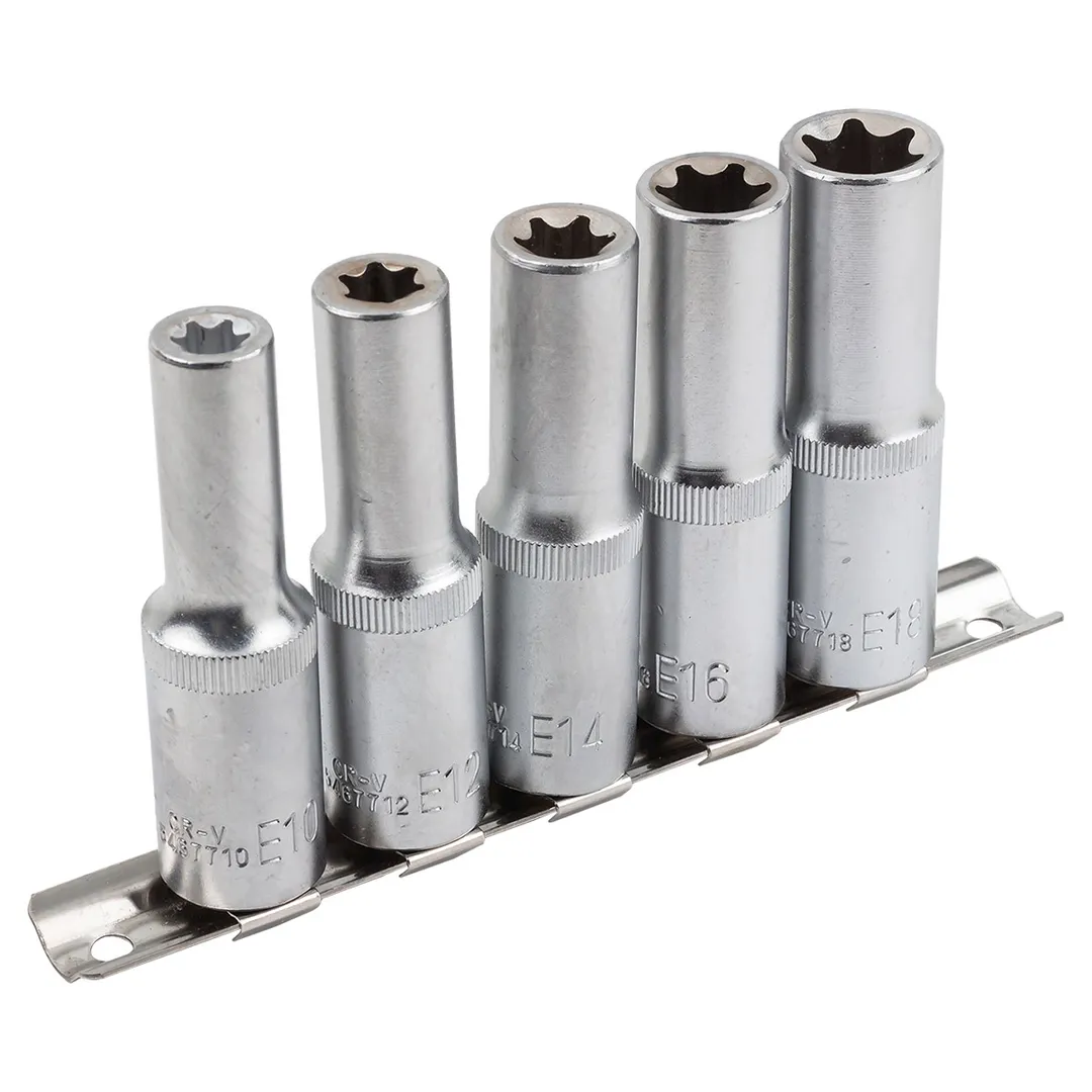 Набор головок глубоких 5 пр. 1/2" Е- профиль Е10, E12, E14, E16, E18 Forsage F-4054