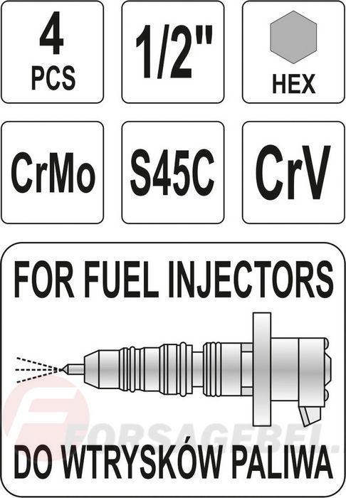 Набор головок к форсункам грузовых авто 4 пр. Yato YT-1762