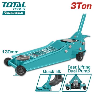 Домкрат гидравлический подкатной 3 т, 130-465 мм TOTAL THT108313