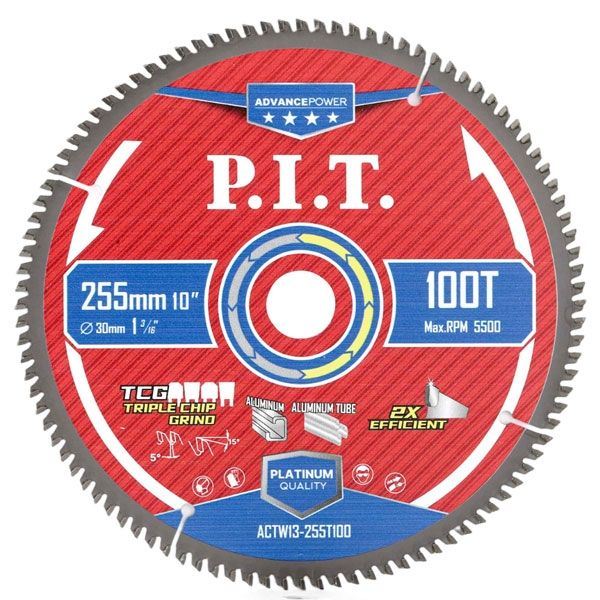Диск пильный по алюминию ADVANCE 255x30x2.4 мм, 100T Carbide, зуб TCG 5° PIT ACTW13-255T100