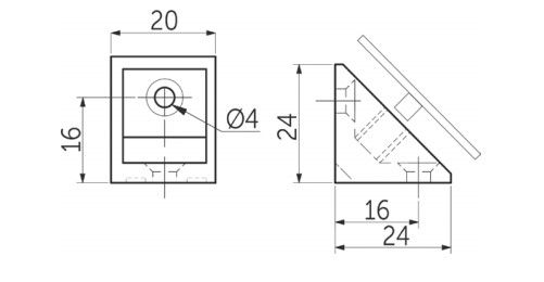 Уголок пластиковый одинарный P светло-серый, уп/100шт, РП PL 64295