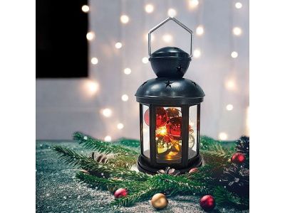 Декоративный фонарь с шариками 12х12х20,6 см, черный корпус, теплый белый цвет Neon-Night 513-061