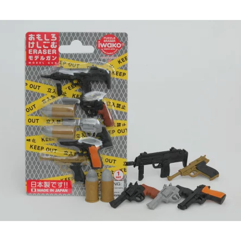 Набор ластиков "IWAKO Model Gun", 6 шт, ассорти