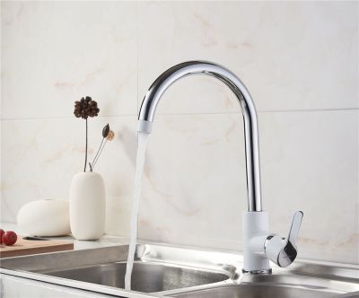 Смеситель для кухни, латунь, белый - хром Ledeme L4003W