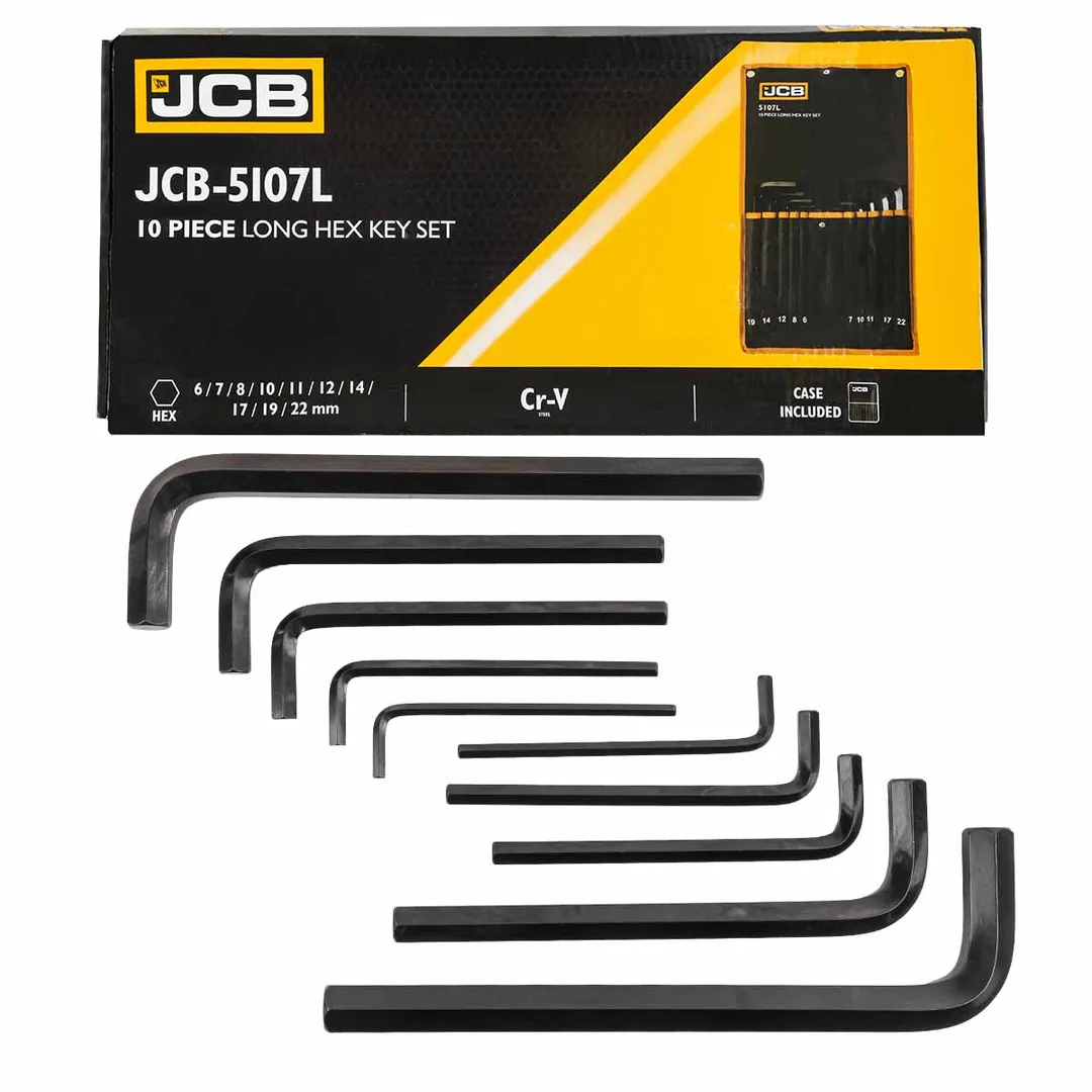 Набор ключей Г-образных HEX (6-гр) длинных, 10 пр., 6-22 мм JCB JCB-5107L