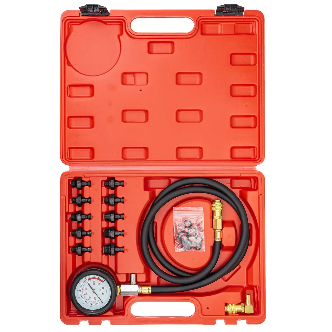 Тестер давления масла в комплекте с резьбовыми адаптерами-переходниками 0-10bar 12 пр RockForce RF-912G1