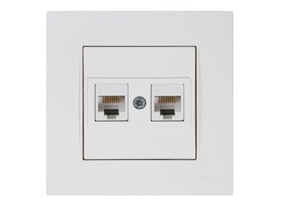 Розетка компьютерная 2xRJ45, Cat5e, скрытая, белая, RITA, Mutlusan 22201380101