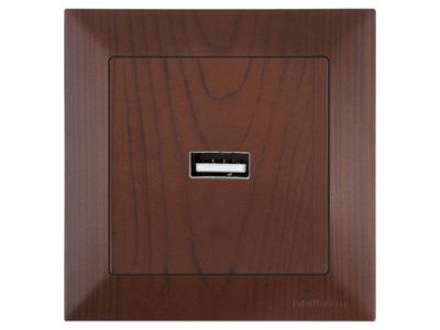 Розетка 1-ая USB (скрытая) орех, DARIA, Mutlusan 21204480157