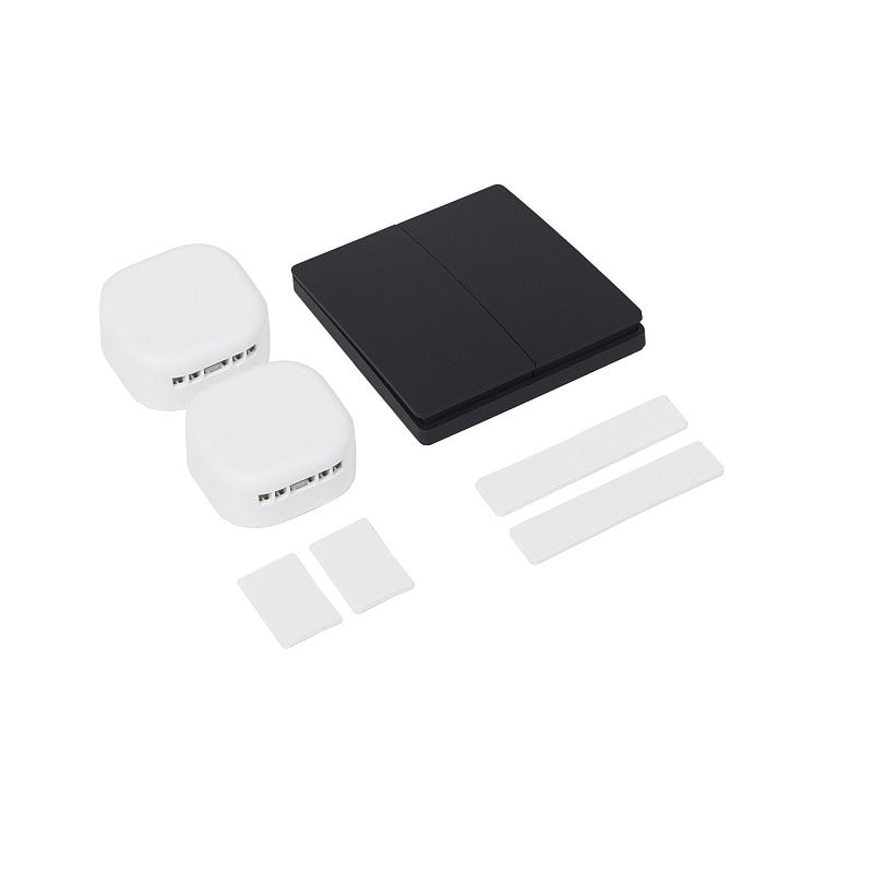 Выключатель кинетический, с реле, 2 клавиши, черный, AKS 124622