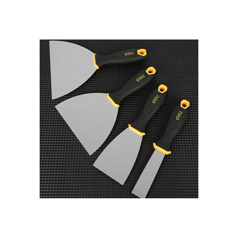 Шпатель нержавеющий Deli YS EDL-HD5, 125 мм, ручка 2K, черный, желтый