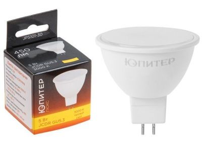 Лампа светодиодная JCDR 5 Вт 230В GU5.3 3000К ЛЮКС Юпитер JP5101-30