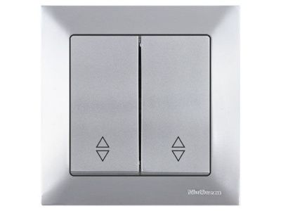 Выключатель проходной 2-клав. (скрытый, пруж. зажим) серебро, DARIA, (10 A, 250 V, IP 20) Mutlusan 21204040182