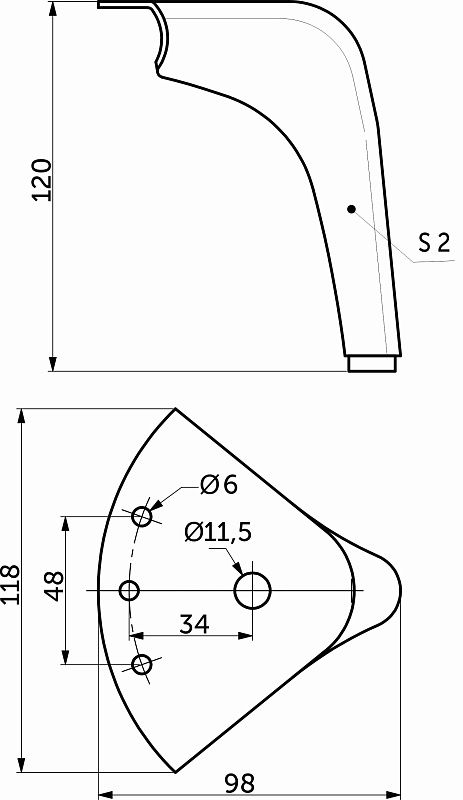 Опора мебельная мет. OLYMPIA h120 угловая черный матовый AKS 112848