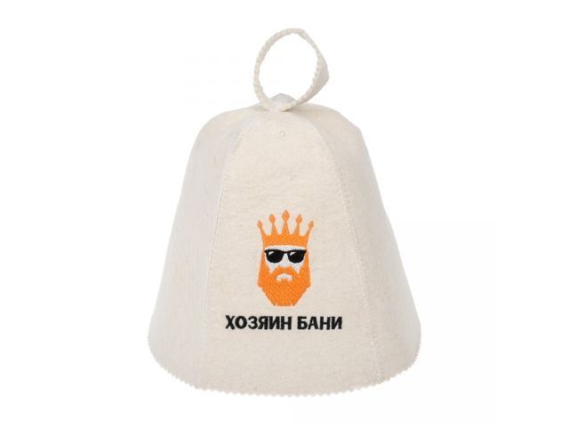 Шапка для бани и сауны с вышивкой "Хозяин бани", войлок, Банные штучки 41176