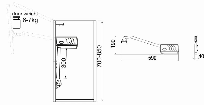 Подъемный механизм верхний В HERMES серый 6,1-7,0 кг AKS 118263