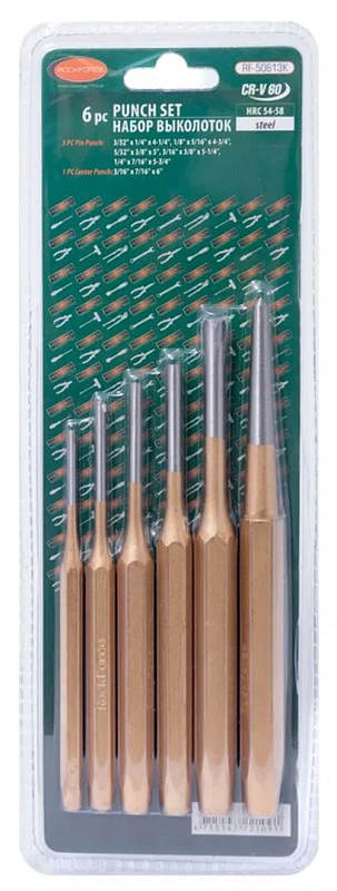 Набор выколоток 3х120, 3х150, 6х150, 5х150 мм, кернер 8х115 мм 5 прRockForce RF-50613K