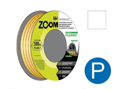Уплотнитель "P" белый 9x5,5 мм, сдвоенный профиль, 2х50 м CLASSIC ZOOM 02-2-4-105