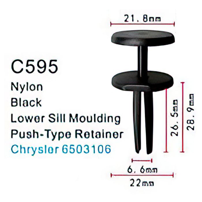 Клипса для крепления внутренней обшивки а/м Крайслер пластиковая, 100 шт Forsage C0595(Chrysler)