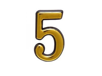 Цифра дверная АЛЛЮР пластик "5" золото УЗК 5096
