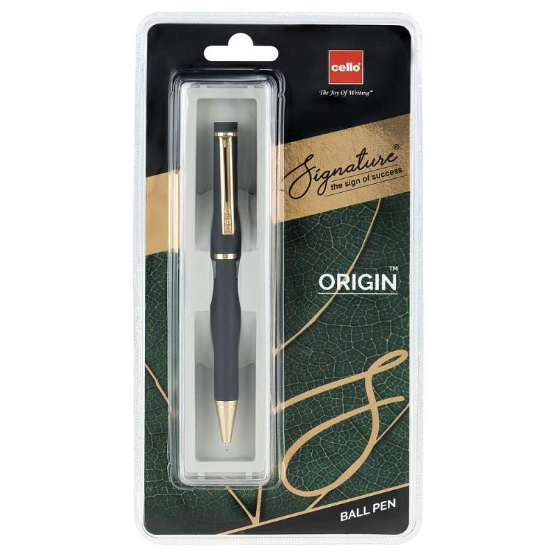 Ручка шариковая автоматическая "Origin", 0.7 мм, черный, золотистый, стерж. синий
