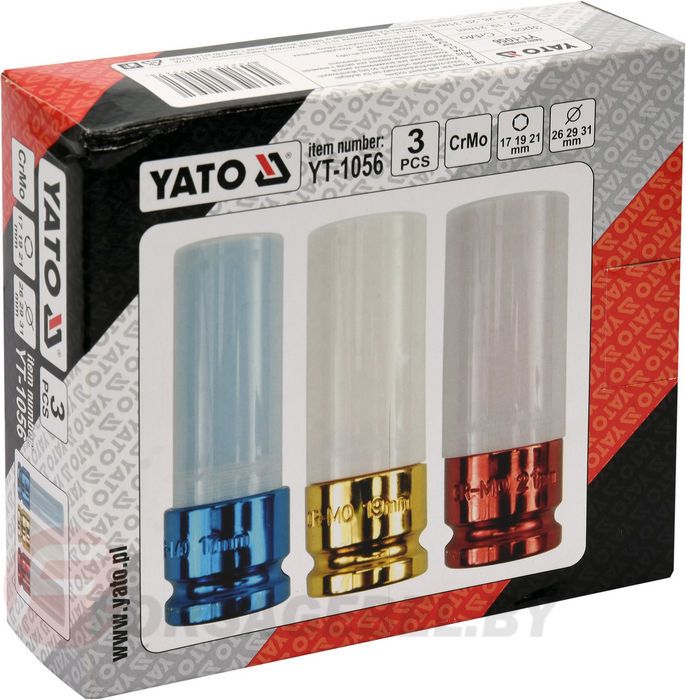 Набор ударных головок для ал. дисков 1/2'' 17, 19, 21 мм. 3 пр. СrMo Yato YT-1056