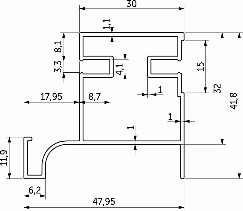 Профиль алюм. GOLA-18 вертикальный боковой 5,4 м матовое золото AKS 118403