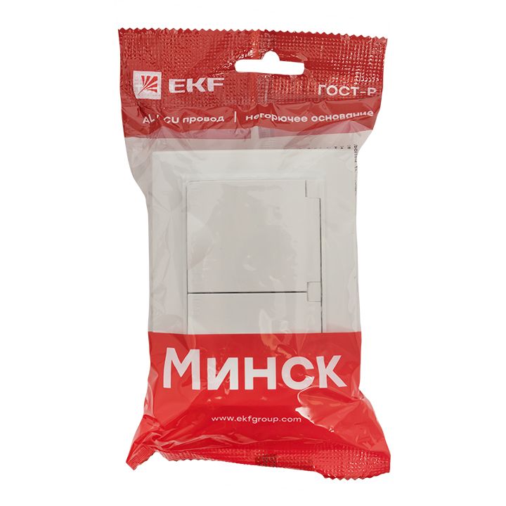 Минск Розетка 2-местная СП с/з с крышкой 16А белая с защ, штор, IP44 EKF ERR16-129-200-44