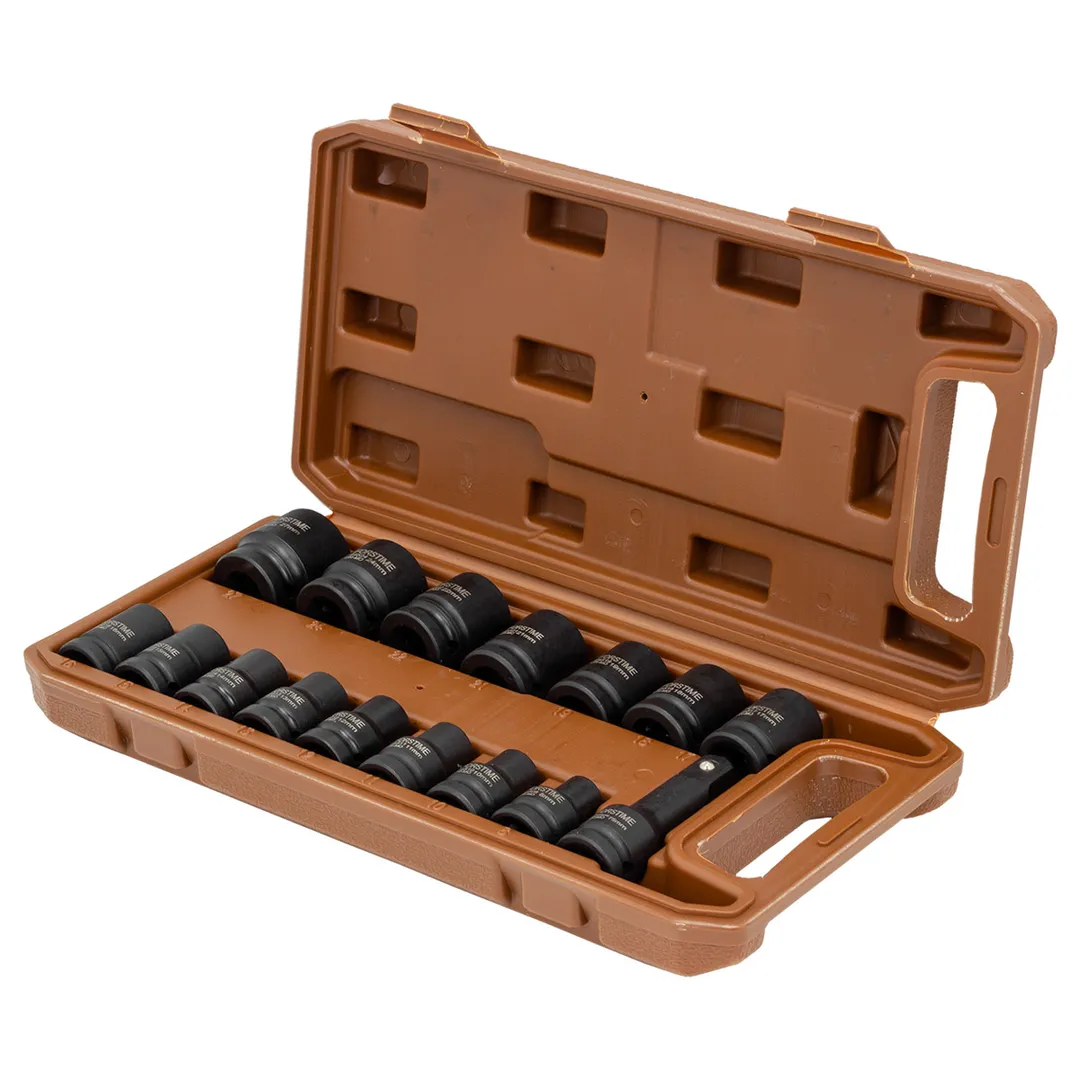 Набор ударных головок 8-27 мм 1/2'' 6- гр 16 пр, удлинитель 75 мм FORSTIME FT-4179-5MPB