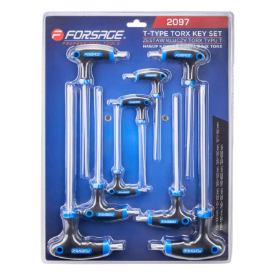 Набор ключей T-образных TORX TR (с отверстием) Т10-Т50 9 пр Forsage F-2097