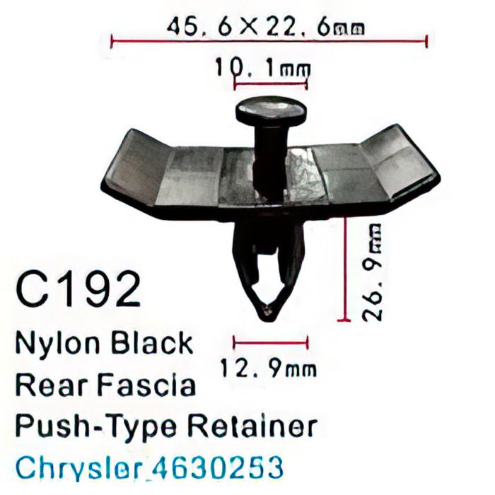 Клипса для крепления внутренней обшивки а/м Крайслер пластиковая, 100 шт Forsage C0192(Chrysler)