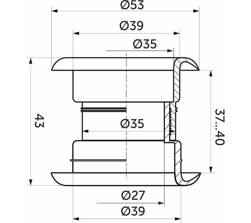 Пропуск вентиляционный D53 ольха пластик PL 13490