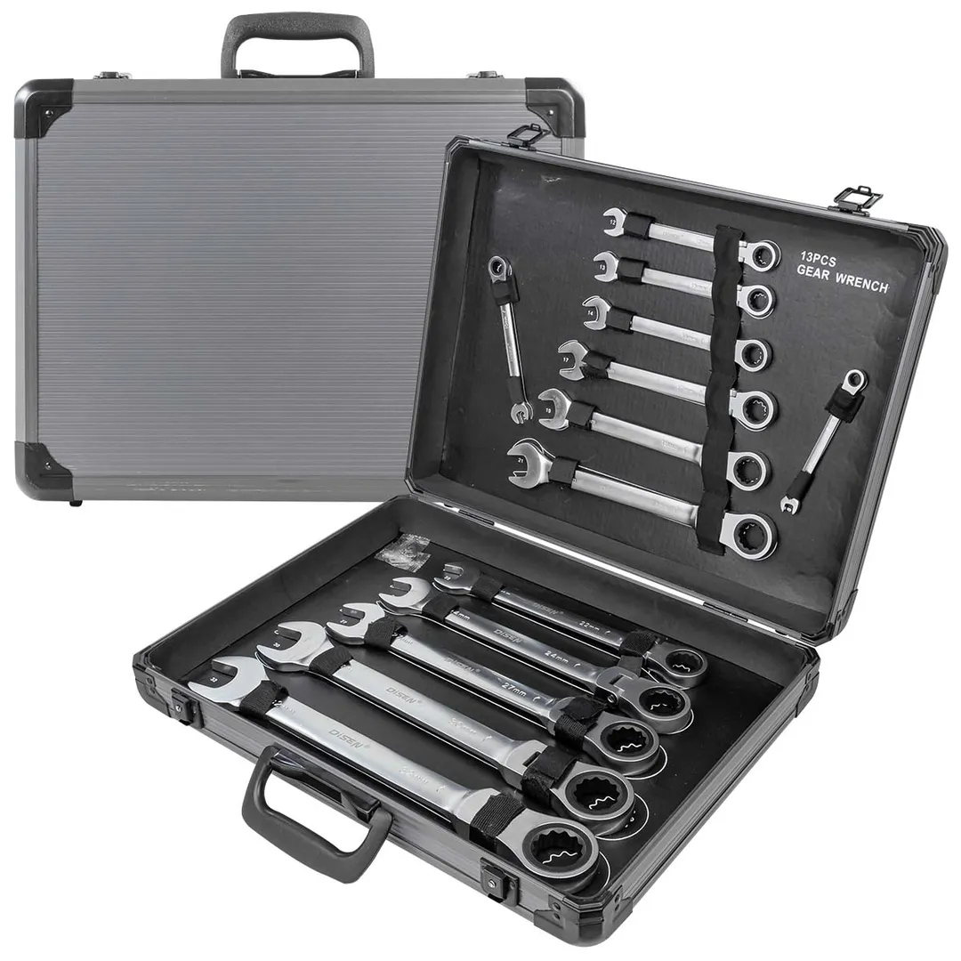 Набор ключей комбинированных трещоточных 13 пр., 8-32 мм DISEN DSL1701F