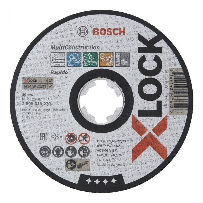 Отрезной круг X-LOCK 125x1x22,23 мм, Multi Material Bosch 2608619269