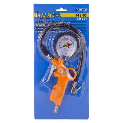 Пистолет для подкачки шин с манометром Partner PA-STG-05