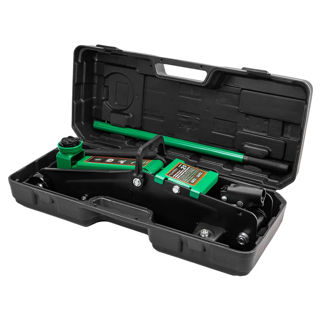 Домкрат подкатной гидравлический 2,5 т с резиновой накладкой, 135-387 мм в кейсе RockForce RF-TH22501 без фиксации в кейсе