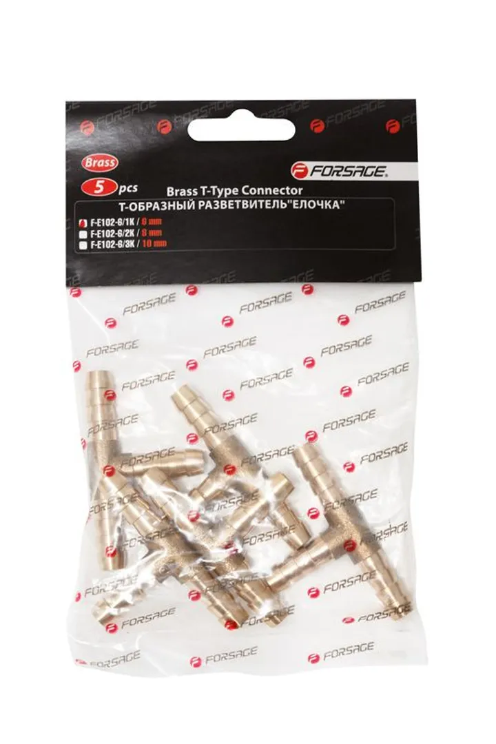 Разветвитель Т-образный, "елочка" 6 мм, к-т 5 шт Forsage F-E102-6/1K