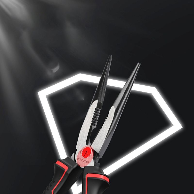 Длинногубцы "Deli" 205 мм, красный, черный