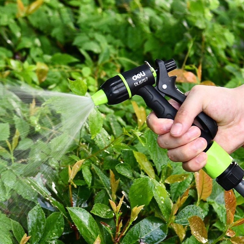 Пистолет-распылитель Deli GS EDL8757, 3 функции, быстросъем, фиксатор курка, черный, зеленый