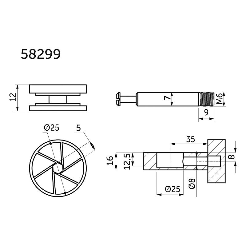 Эксцентриковая стяжка усиленная 25мм +шток 35мм, белая заглушка в комплекте, уп/4компл, AKS 119858