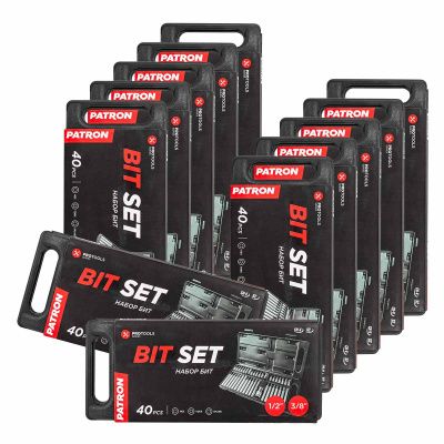 Набор бит с битодержателями 40 пр. 10 мм 75/30 мм: T20-T55, H4-H12, M5-M12, 12 к-тов PATRON P-4401C 12 K-T