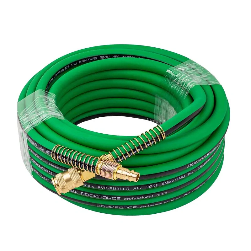 Шланг воздушный резиновый армированный с быстросъемами 8х14 мм, 15 м RockForce RF-AHC-52D
