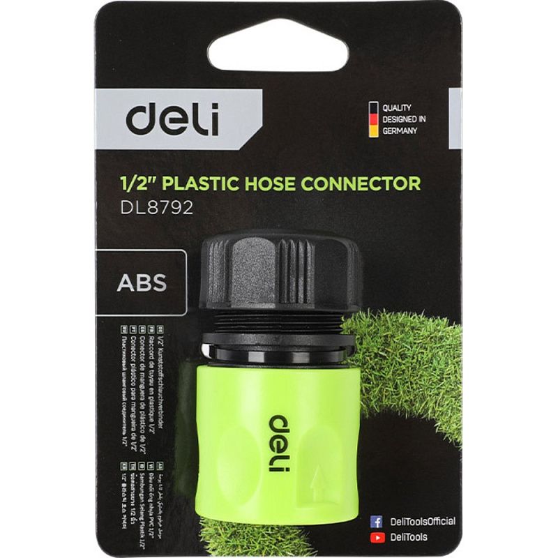 Соединитель-коннектор для шлангов Deli GS EDL8792, 1/2", быстросъемный, черный, зеленый