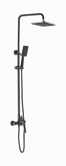 Душевая система со смесителем без излива и тропическим душем, латунь, черный L2474B Ledeme