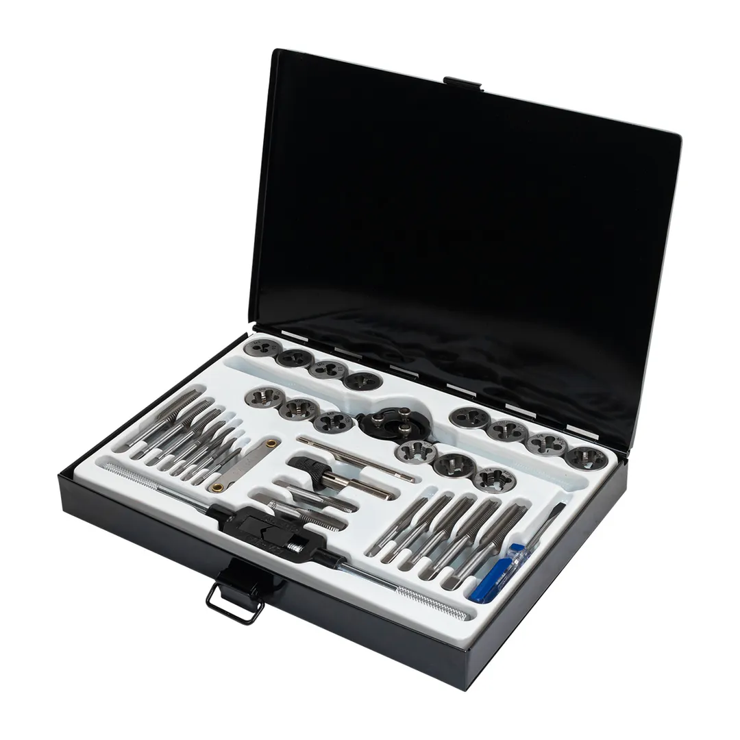 Набор метчиков и плашек 33 пр, метрич + дюйм в метал.кейсе RockForce RF-M033-3