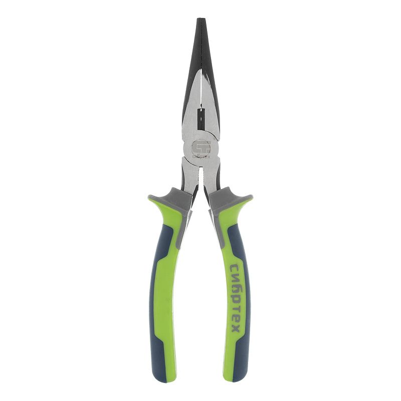 Длинногубцы прямые 200 мм, фосфатирование, трехкомпонентные рукоятки Сибртех 17161