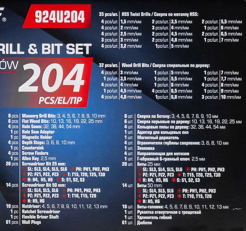 Комбинированный набор оснастки 204 пр. Forsage F-924U204