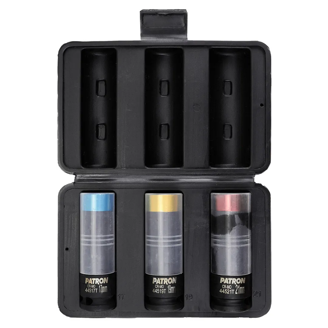 Набор ударных глубоких тонкостенных головок 17, 19, 21 мм 1/2'' 3 пр PATRON P-4035