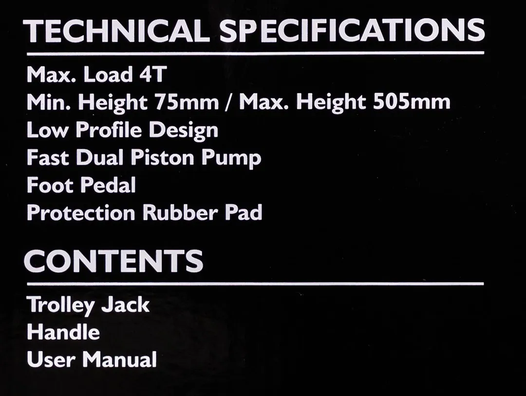 Домкрат подкатной гидравлический 4 т, 75-505 мм, низкопрофильный JCB JCB-T84008