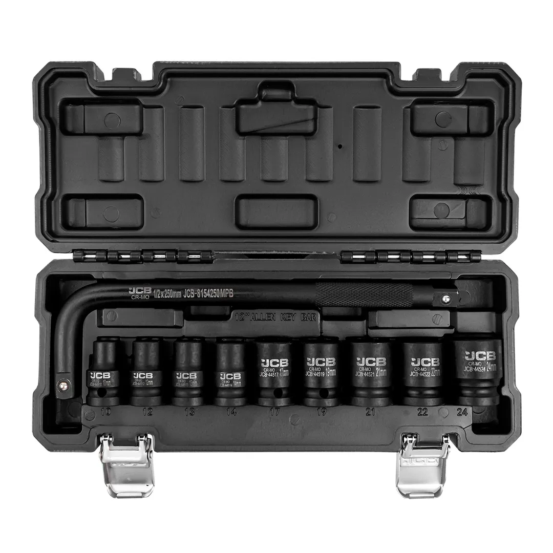Набор головок ударных с Г-образным воротком 10-24 мм 1/2'' 6-гр 10 пр JCB JCB-4104-5MPB