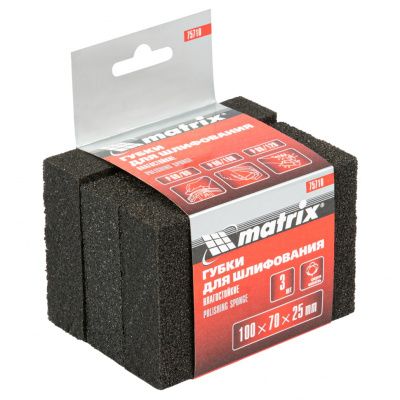 Губки для шлифования, 100х70х25 мм, средняя жестк, 3 шт, P 60/80, P 60/100, P 80/120 Matrix 75710
